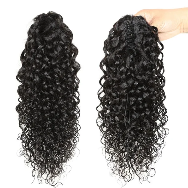 Water Wave Human Hair Ponytail Clip Wigs JKLS-49662