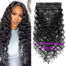 Human Hair Wig Clip-On Wig 8-Piece Set JKLS-89598