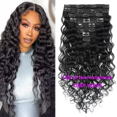 Human Hair Wig Clip-On Wig 8-Piece Set JKLS-89598
