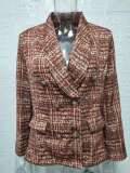 Plus Size Long Sleeve Plaid Print Blazer Coat GWTC-W0273