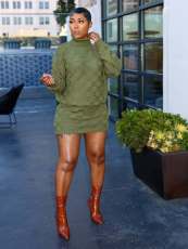 Casual Plaid Knits Two Piece Skirts Set TR-1353