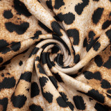 Leopard Print Bra Long Sleeve And Mini Skirt Three Piece Set GSBD-D25ST459