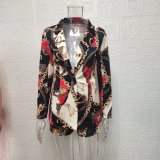 Print Blazer Coat Two Piece Short Set GWTC-W0522