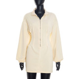 Casual Long Sleeve Zipper Mini Dress GSBD-D25DS466