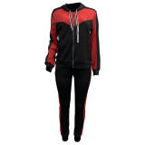 Print Patchwork Hooded Pants Suit SHMF-6178