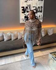 Casual Leopard Print Tassel Knits Tops TR-1347