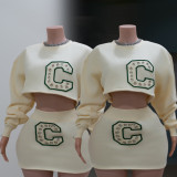 Embroidered Sweatshirt Fashion Mini Skirt Set GFCF-1414