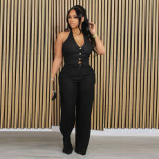 V Neck Sleeveless Vest Pants Suit SHMF-6183