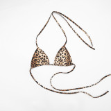 Leopard Print Bra Long Sleeve And Mini Skirt Three Piece Set GSBD-D25ST459