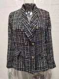 Plus Size Long Sleeve Plaid Print Blazer Coat GWTC-W0273