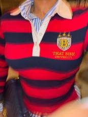 Stripe Color Block Embroidery Tops GXIY-K25L1318