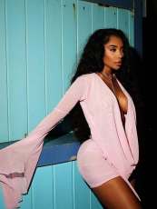 Solid Color Deep V Neck Mini Dress GXIY-K25L1338