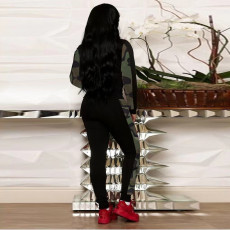 Print Patchwork Hooded Pants Suit SHMF-6178