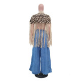 Casual Leopard Print Tassel Knits Tops TR-1347