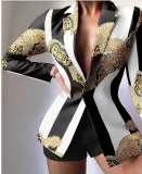 Print Blazer Coat Two Piece Short Set GWTC-W0522