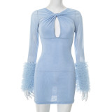 Mesh Long Sleeve Bodycon Dress GSBD-D25DS230