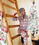 Christmas Print Matching Family Long-Sleeve Pajama Sets GSGS-0528#