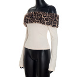 Sexy Leopard Print Patchwork Long Sleeved Top GSBD-J25TP325