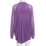 Sexy Solid Mesh Top Skirts Two Piece Set GSBD-J25ST355