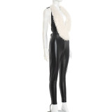Sexy Patchwork Halter Jumpsuit GSBD-J25JP360