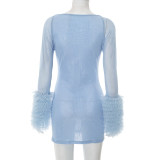 Mesh Long Sleeve Bodycon Dress GSBD-D25DS230