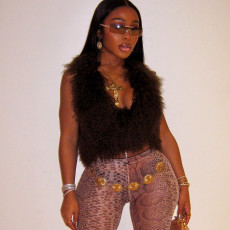 Fashion Sexy Backless Fur Top GSBD-F24TP374