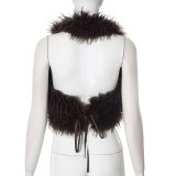 Fashion Sexy Backless Fur Top GSBD-F24TP374