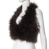 Fashion Sexy Backless Fur Top GSBD-F24TP374