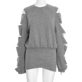 Loose Ripped Hole Top And Skirt Suit GSBD-J25ST332