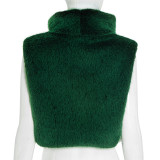 Fashion Solid Color Fur Warm Sleeveless Top GSBD-Y25TP358
