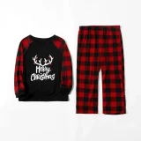Christmas Reindeer Print Crew Neck Plaid Family Matching Set GSGS-0649