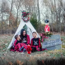 Christmas Reindeer Print Crew Neck Plaid Family Matching Set GSGS-0649