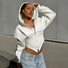 Casual Long Sleeve Zip-Up Hooded Coats GSBD-G24TP143