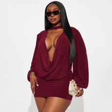 Sexy Long Sleeve Top And Skirt Two Piece Sets GSBD-J25ST319