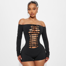 Sexy Off Shoulder Long Sleeve Hollow Out Rompers GSBD-D25RP291