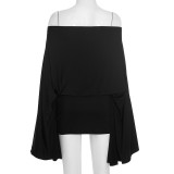 Sexy Off-shoulder Flared Sleeves Top And Skirt Two Piece Sets GSBD-D25ST397