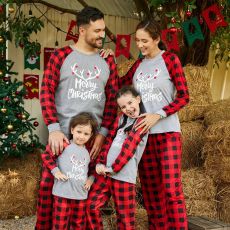 Christmas Plaid Print Long Sleeve Matching Family Set GSGS-0520