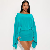 Sexy Off-shoulder Flared Sleeves Top And Skirt Two Piece Sets GSBD-D25ST397