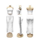 Stripe Patchwork Zipper Long Sleeve Pants 3 Piece Set  SFY-702