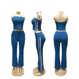 Stripe Patchwork Zipper Long Sleeve Pants 3 Piece Set  SFY-702