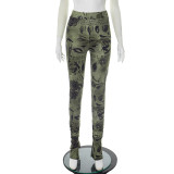 Sexy Print High-waisted Skinny Pants GSBD-J25PT088