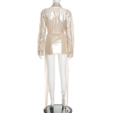 Sexy Strappy Long Sleeve Top And Skirt Two Piece Set GSBD-D25ST362
