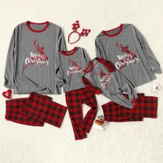 Loungewear Christmas Reindeer Print Matching Set GSGS-0613#