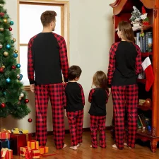 Checkered Print Christmas Deer Family Pajama Set GSGS-0692