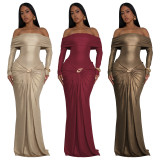 One Shoulder Long Sleeve Maxi Dress YF-10929