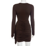 Solid Color Ruched Mini Dress GSZM-D25DS500