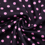 Slim Polka Dot Print Long Sleeve Zip-Up And Shorts Two Piece Set GSBD-D25ST411