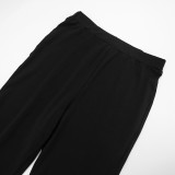 Square Neck Long Sleeve Top High-waisted Pants Two Piece Sets GSBD-Q25ST294