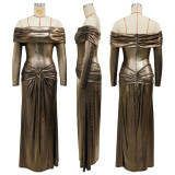 One Shoulder Long Sleeve Maxi Dress YF-10929