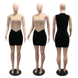 Hot Drill Mesh Patchwork MinI Dress CYA-902108
